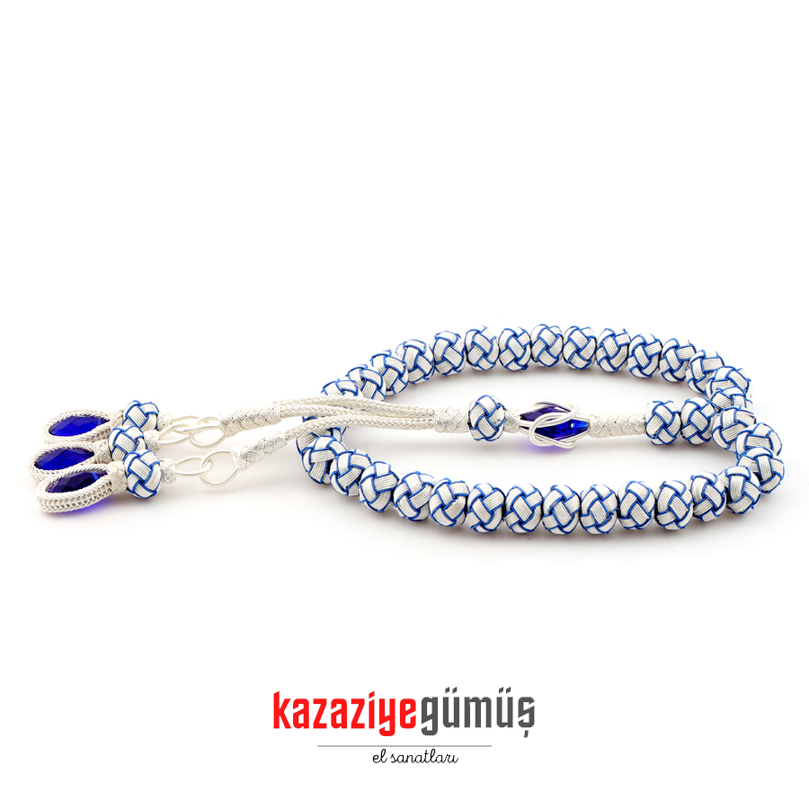 Kazaziye Blue White Silver Rosary