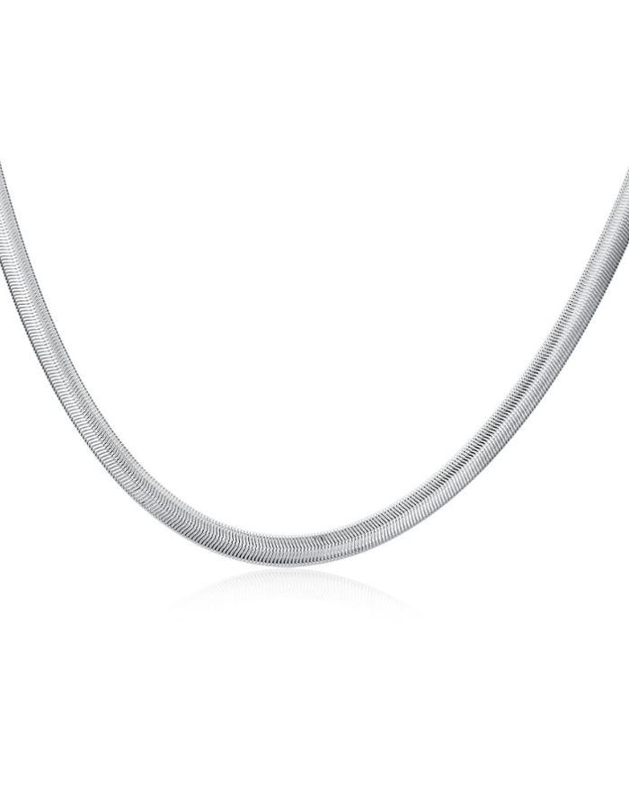 Flat Snake Unisex 925 Sterling Silver Necklace