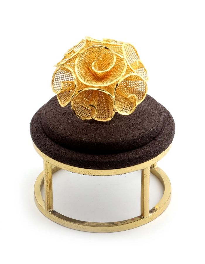 Gold Plated Women Fission Silver Ring