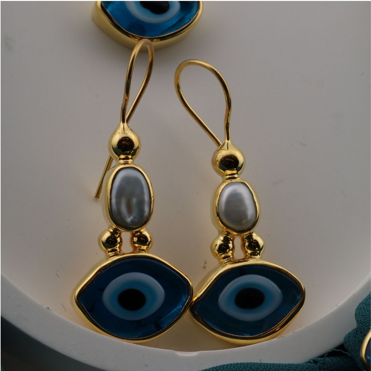 925 Sterling Silver Gold Evil Eye Set