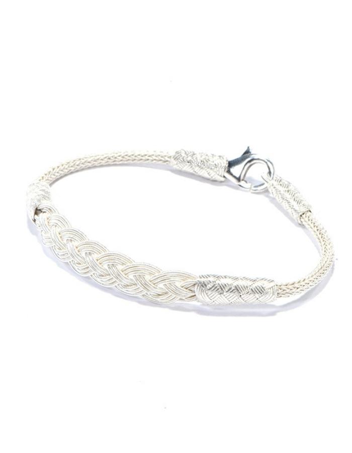 Kazaziye Medium Knitted Silver Bracelet