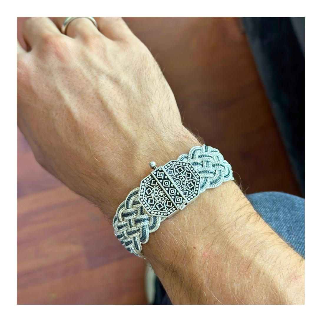 Mardin Wicker Eye Lock Silver Bracelet