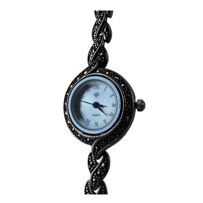 Stone 925 Sterling Silver Womens Wristwatch