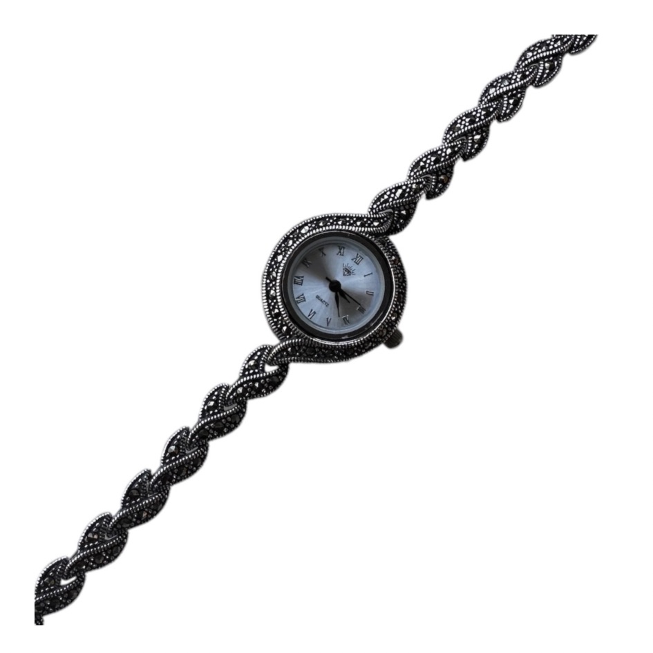 Stone 925 Sterling Silver Womens Wristwatch