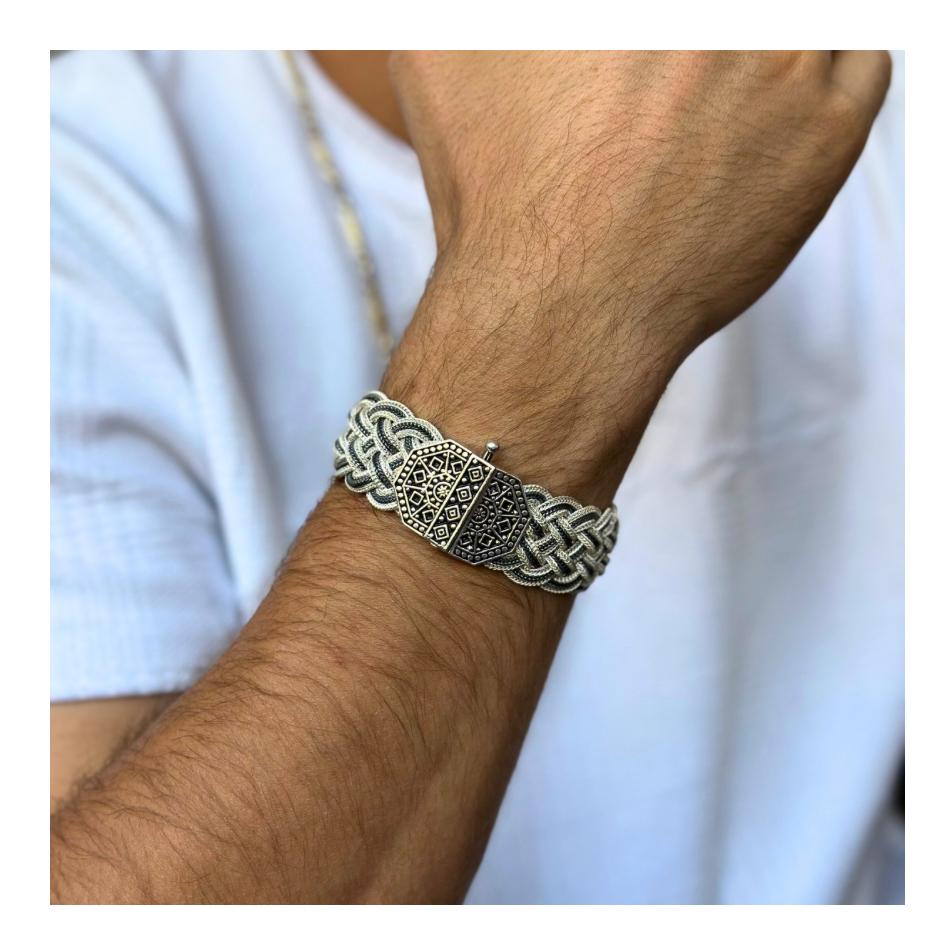 Mardin Wicker Eye Lock Silver Bracelet