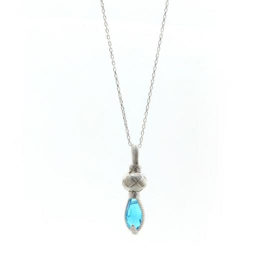 1000K Blue Stone Kazaziye Silver Necklace