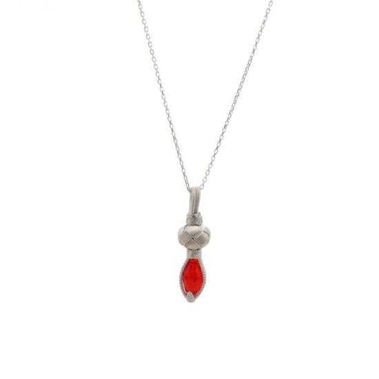 Red Stone Kazaziye 1000k Sterling Silver Necklace