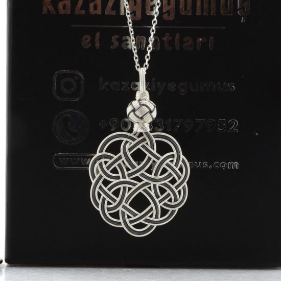Black and White Braided Kazaziye Silver Necklace