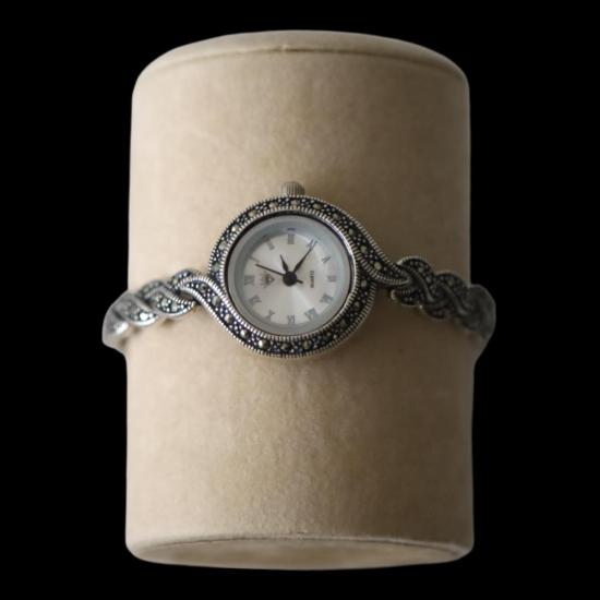 Stone 925 Sterling Silver Womens Wristwatch