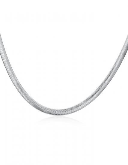 Flat Snake Unisex 925 Sterling Silver Necklace