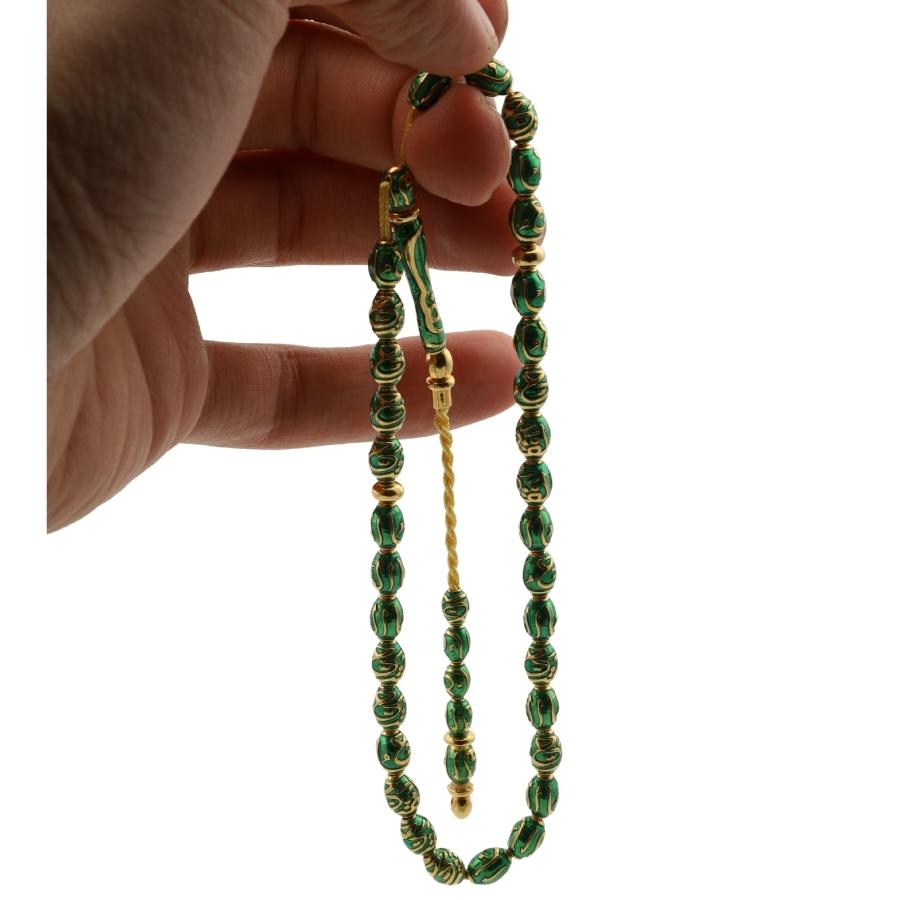 14k Green Enameled Gold Rosary